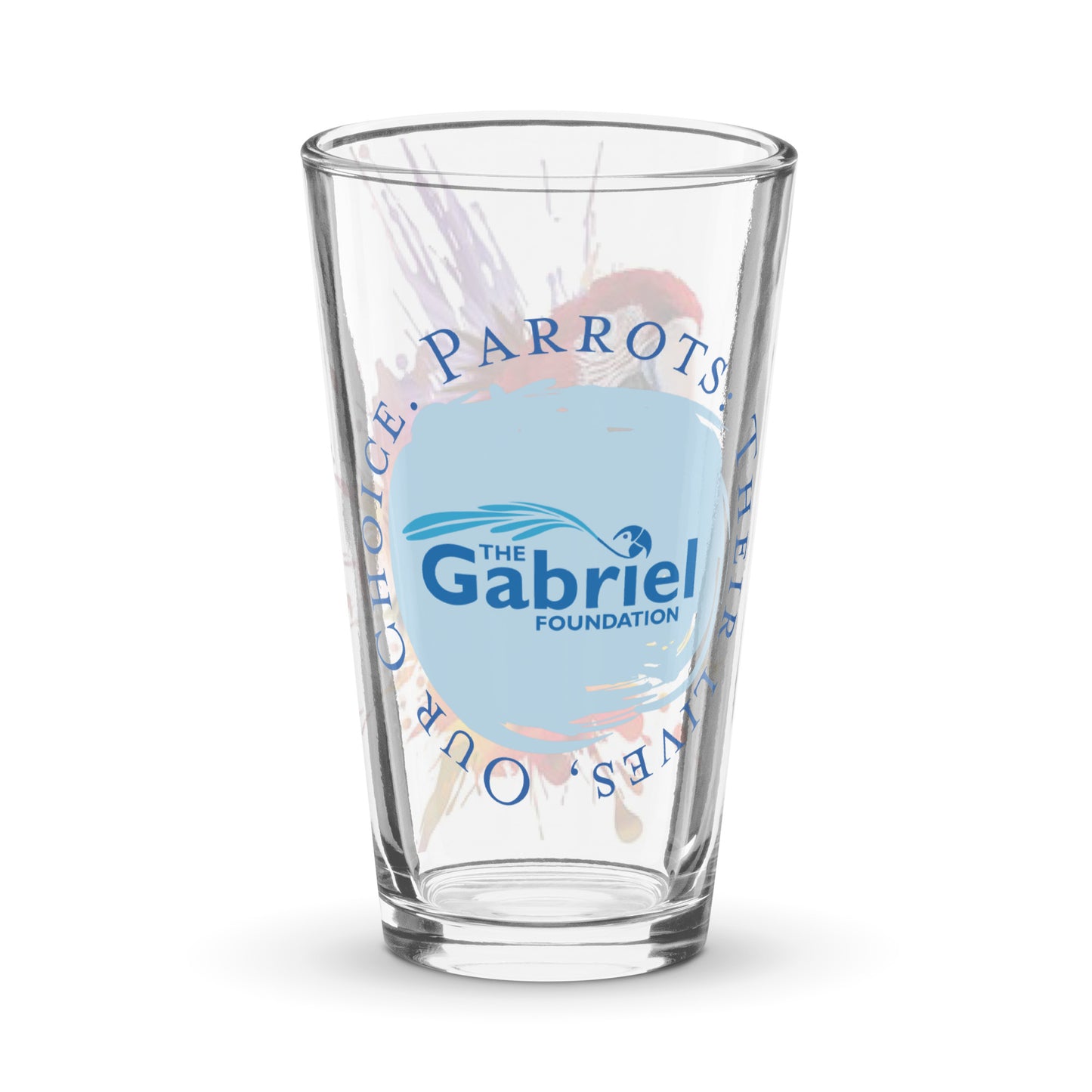 Greenwing Macaw and Logo Pint Glass