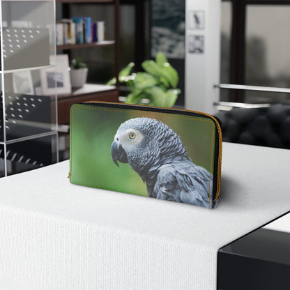 African Grey Zipper Wallet