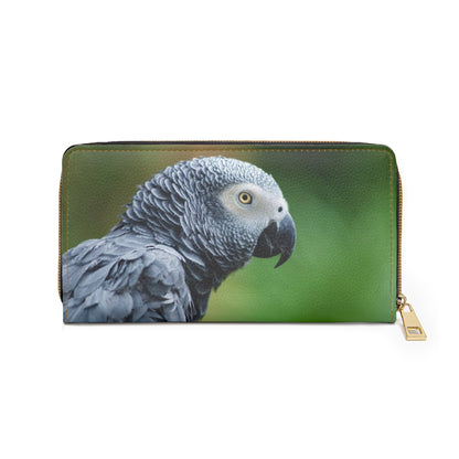 African Grey Zipper Wallet