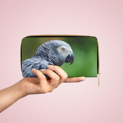 African Grey Zipper Wallet