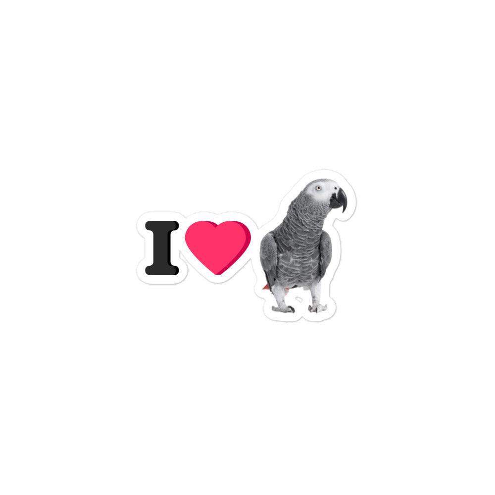 I Love African Greys Sticker