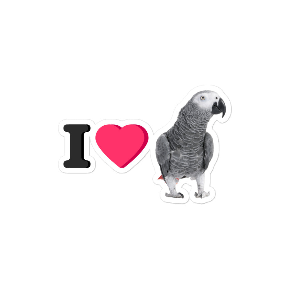 I Love African Greys Sticker