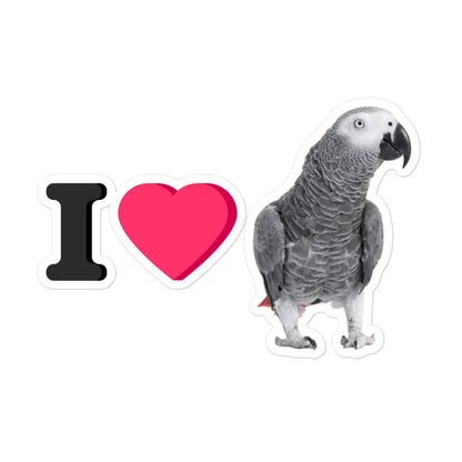 I Love African Greys Sticker