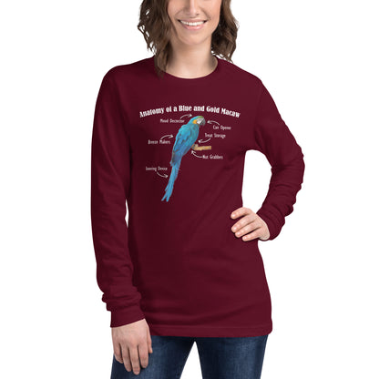 Anatomy of a Blue and Gold Macaw Long Sleeve Tee